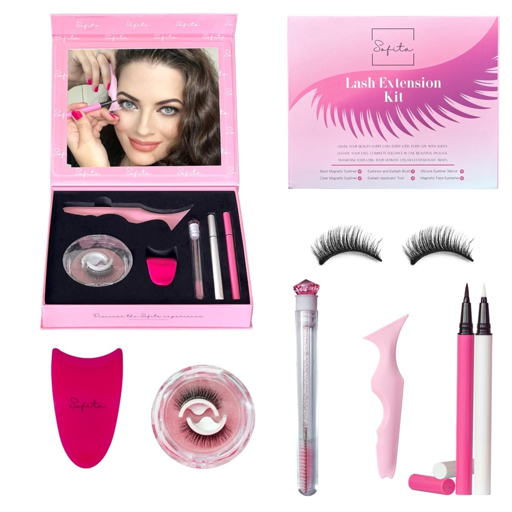 DIY Magnetic Lash Extension Kit. Liquid Eyeliner (Clear and Black) Eyelashes